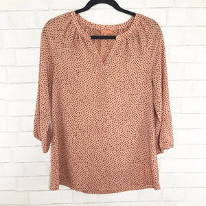 Modcloth Peach & Black Polka Dot Lightweight Blouse Women's Size Small